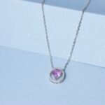 Sterling Silver Pink Heart Pendant Necklace
