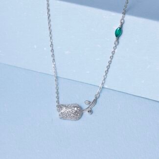 Sterling Silver Rose Bud Pendant Necklace