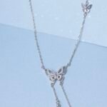 Butterfly Drop Pendant Necklace in Sterling Silver