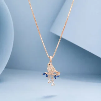 Celestine Bird Charm Necklace